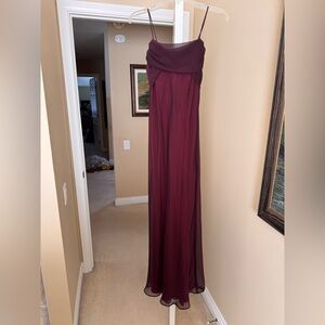 Betsy & Adam Burgundy Formal Dress